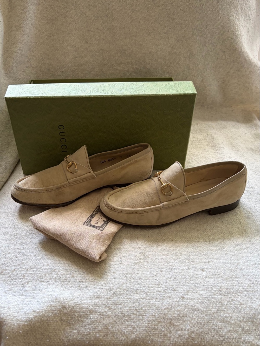 Gucci Beige Suede Horsebit Loafers - Picture 3 of 5